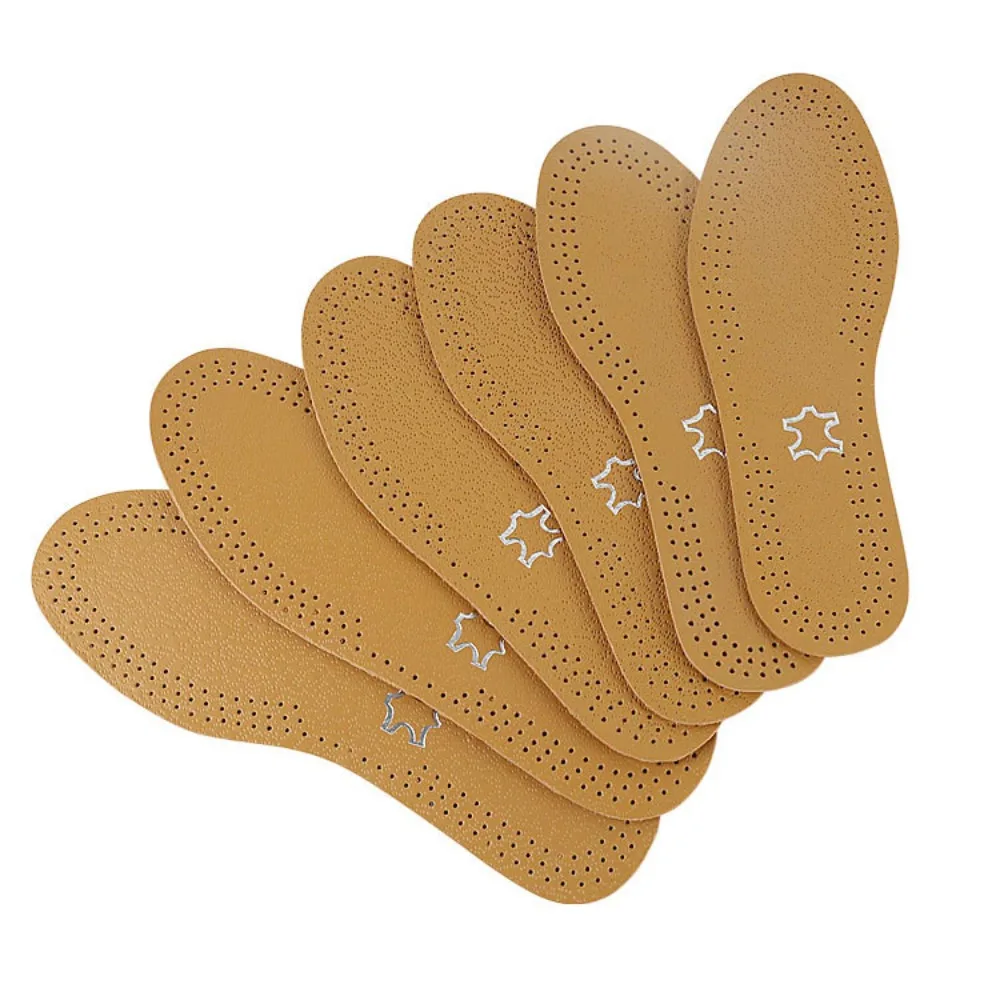 Leather Insoles For Shoes Men Women Breathable Cowhide Shoe Pads Massage Shock Absorption Cushion Sneakers Sole Insert Insole