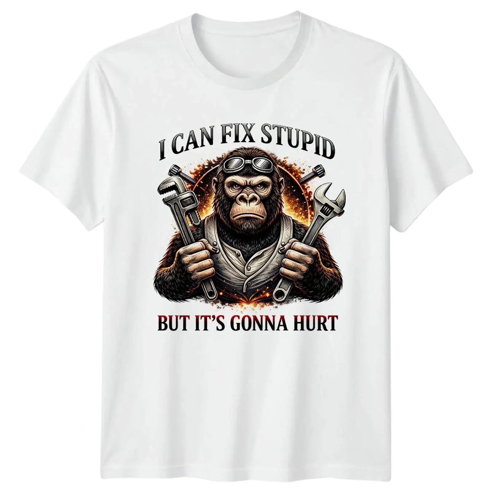 I Can Fix Stupid But Herren T Shirt lustig Mechaniker Werkzeug Vatertag Geschenk für Ihn vintage Washed Unisex Versatile