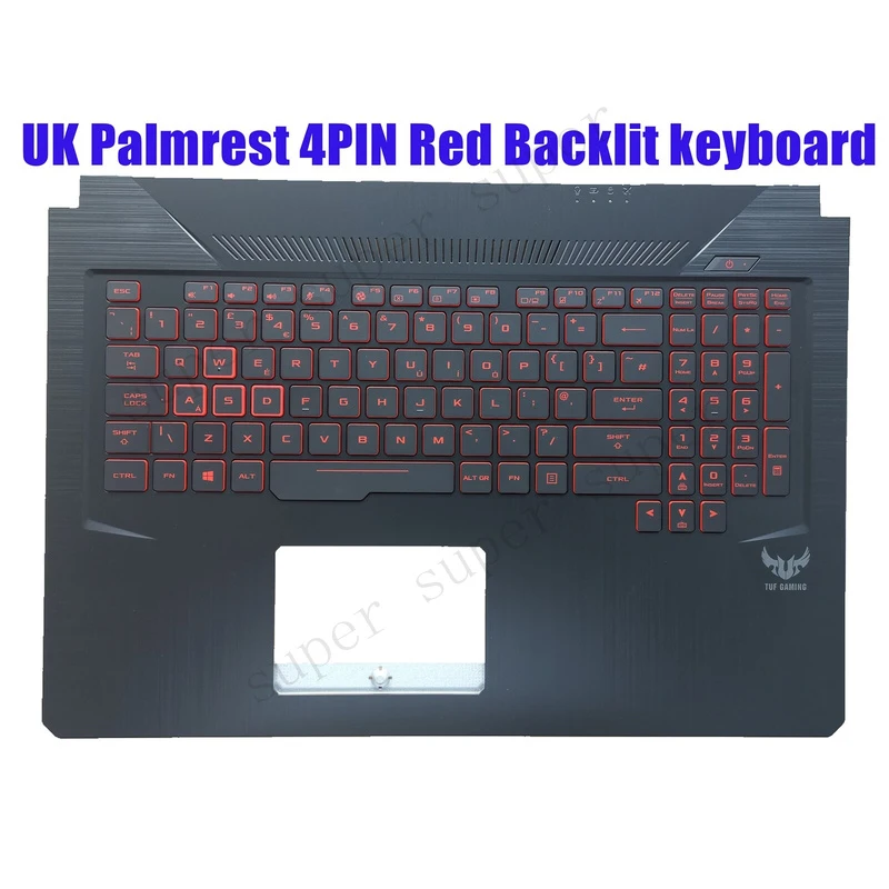 SSS+ UK Palmrest 4PIN Red Backlit keyboard for ASUS FX705D FX705DD FX705DU FX705DT