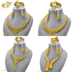 XUHUANG Luxury Crystal Gold Color Necklace Sets For Women Wedding Dubai African Jewelry Set Indian Jewellery Anniversary Gifts