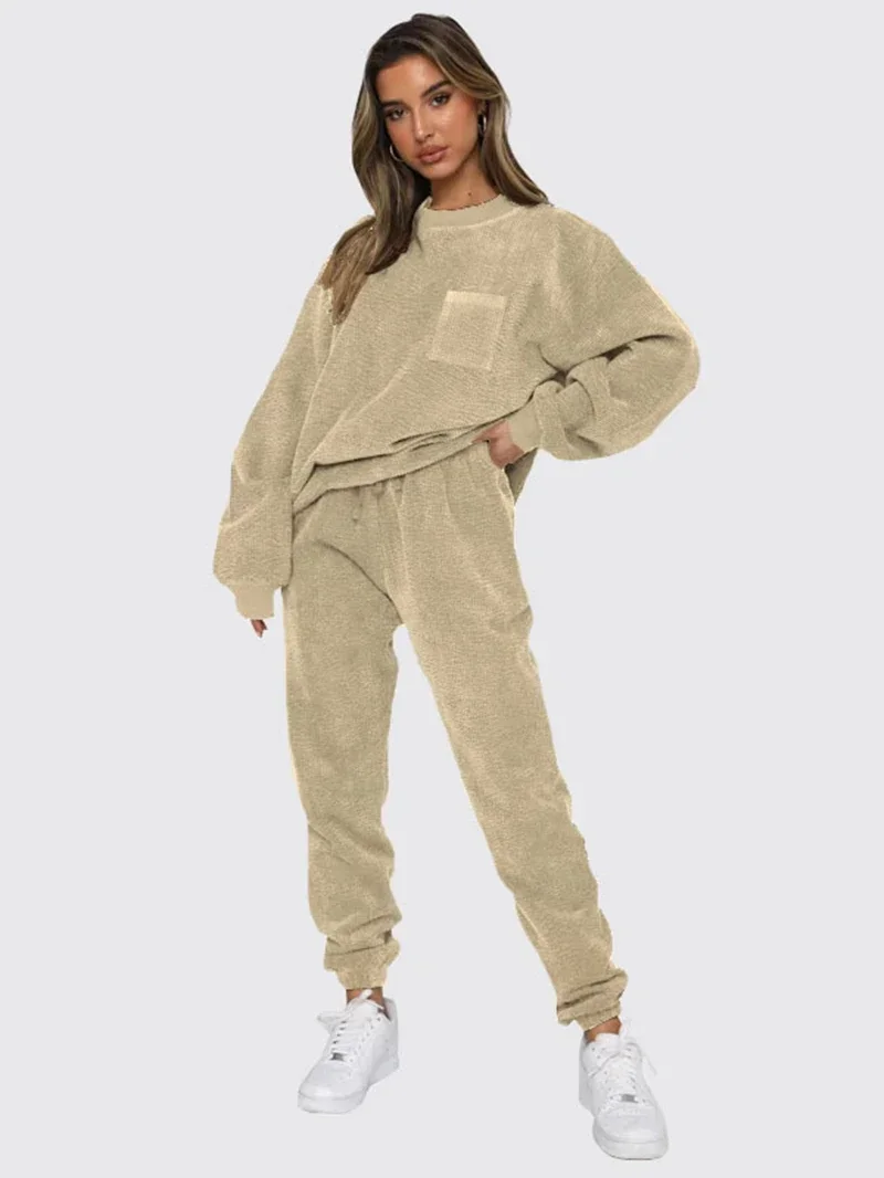 Streetwear Velvet 2 Piece Sets Women Outfit Fall Clothes 2024 Women Pullover Sweatshirt Top and Pants Sets Sweatsuits Woman Sets