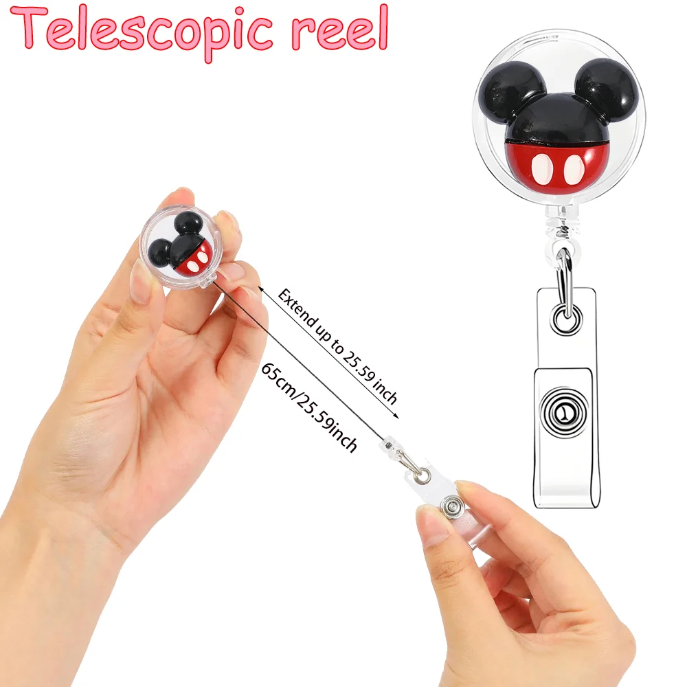 Clip retráctil de desplazamiento de insignia de médico de enfermera con patrón de Mickey, llavero de titular de la tarjeta de identificación del estudiante médico del hospital