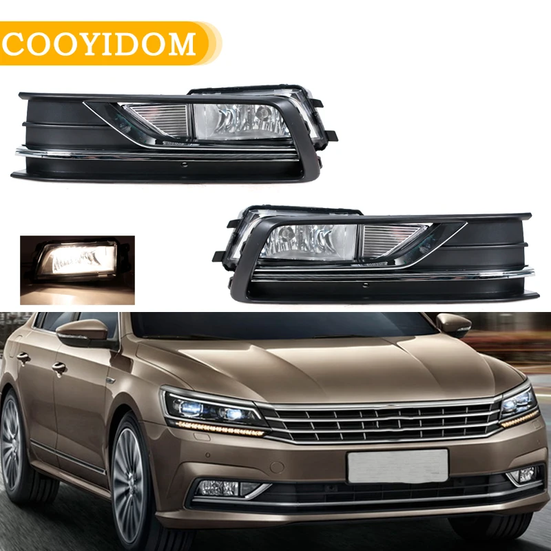 

Передний бампер, противотуманная фара с лампами, отражателями, накладка для Volkswagen VW Passat NMS B7 B5 2016-2018, противотуманная фара, решетка, крышка