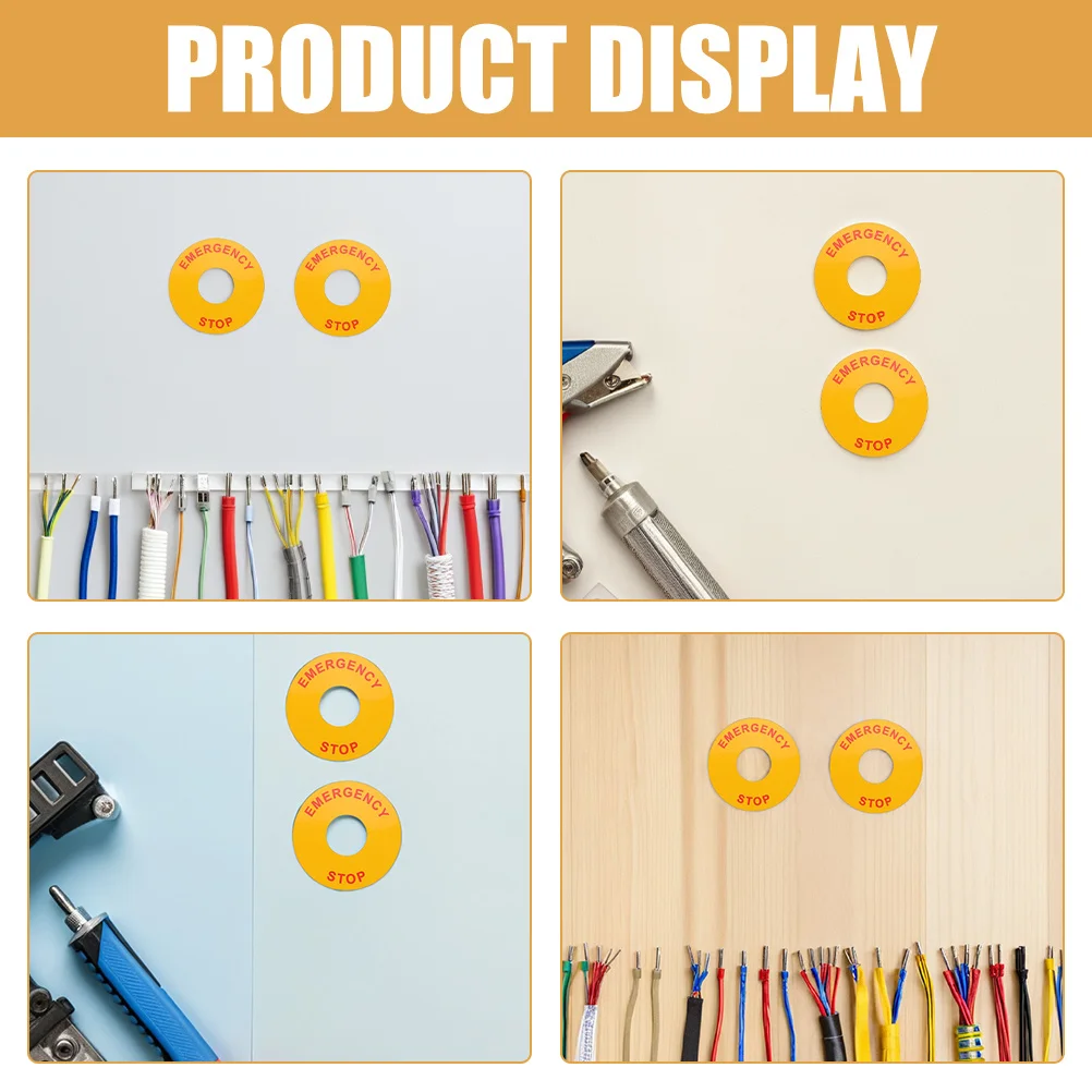 5 قطعة ملصق تحذير كهربائي متين من الورق الاصطناعي Pp ملصق إيقاف الطوارئ لسلامة معدات الآلات وضوح عالية
