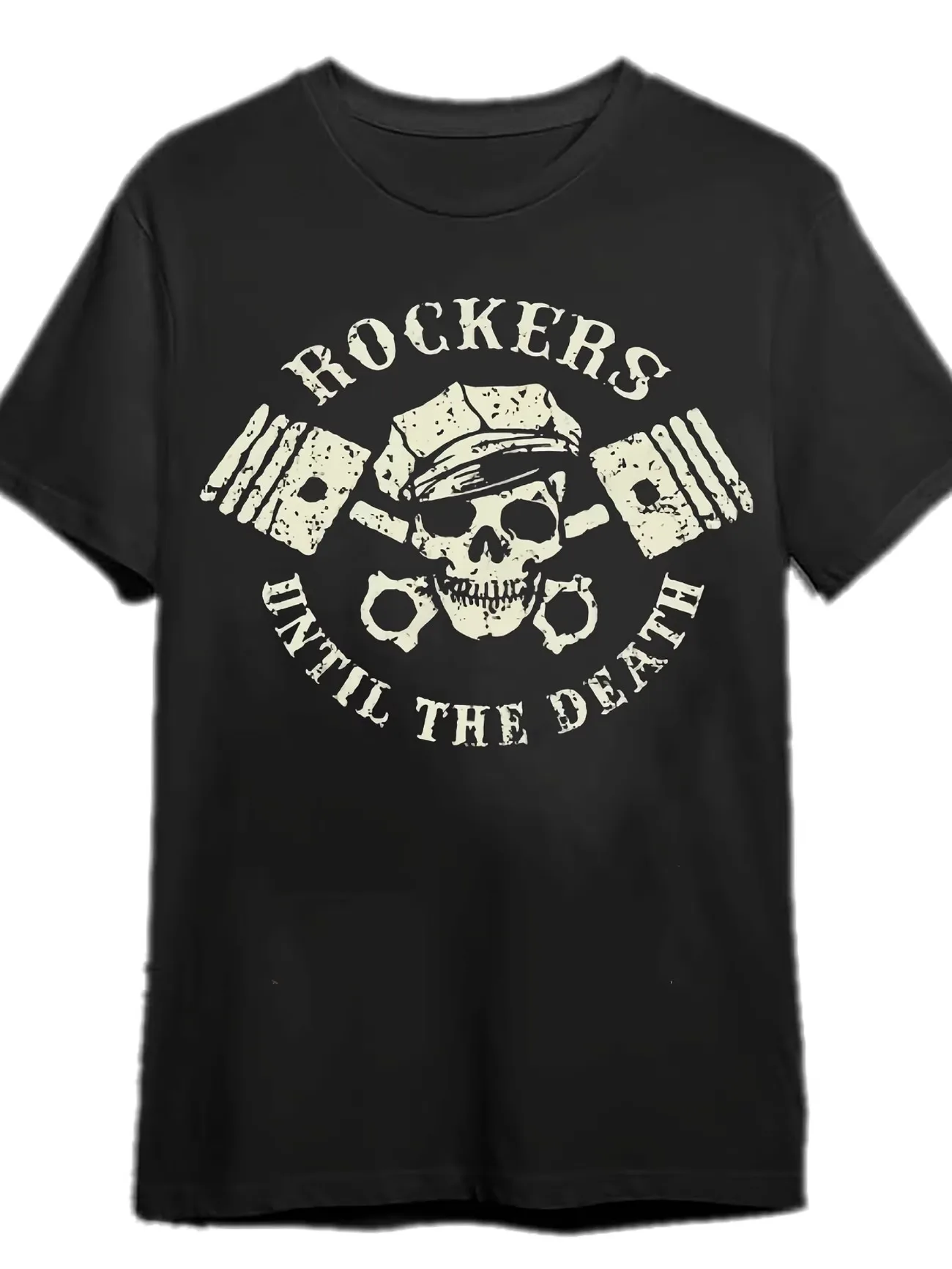 Humorous Casual Short Sleeve T-Shirts for ROCKERS Until Death Rock'N'Roll Rockabilly 50'S Vintage Motorcycle Tee Loose Fit Tops