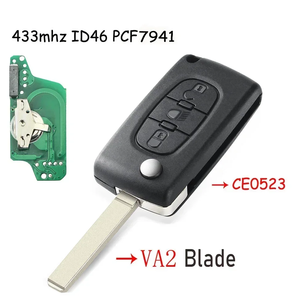 KEYYOU Für Citroen C4 C5 C6 C8 Xsara Picasso Für Peugeot 107 207 307 308 CE0536/0523 Fernbedienung Auto Schlüssel FRAGEN/FSK 434 Mhz