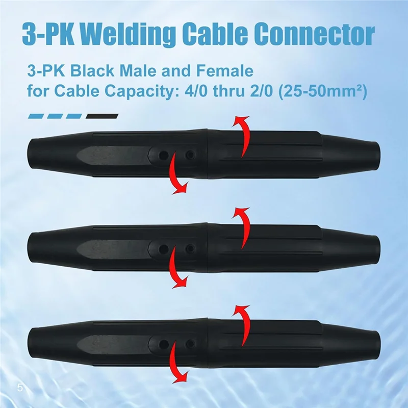 

WISH 3PK Положительный кулачок с поворотным замком, изолированный для сварочных разъемов, пара разъемов для сварочного кабеля
