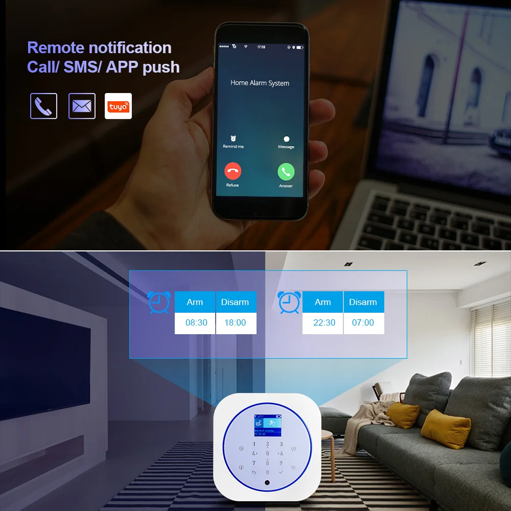 KERUI G12 نظام إنذار أمان المنزل GSM اتصال المحمول اللاسلكية جهاز إنذار ضد السرقة مع محس حركة صفارة الإنذار TUYA التطبيق الذكي