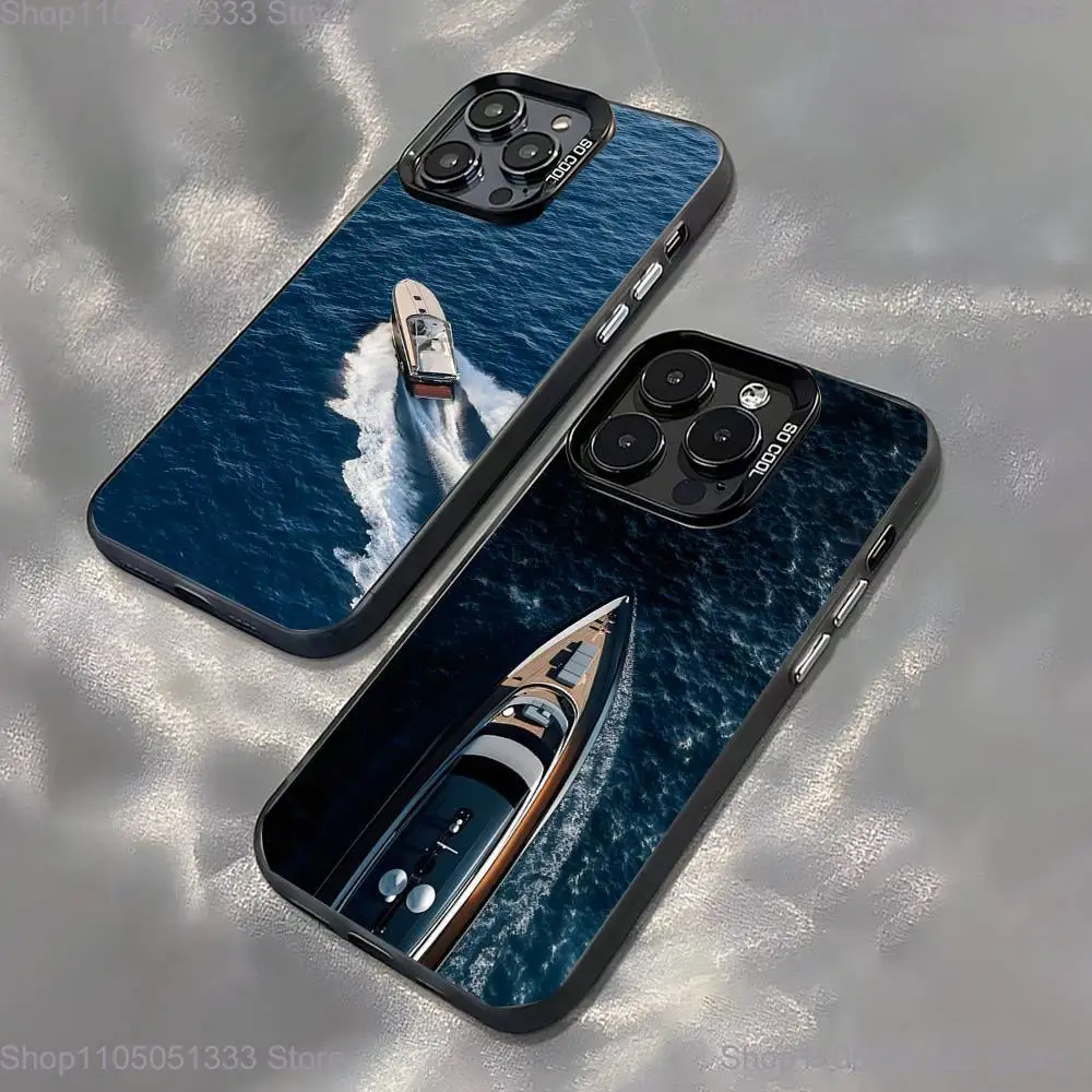 

Speedboat Cruise Ship Phone Case For iPhone 16,15,14,13,12,11,Pro,XS,Max,Plus,Mini,SE Black Candy Matte Shockproof Cover