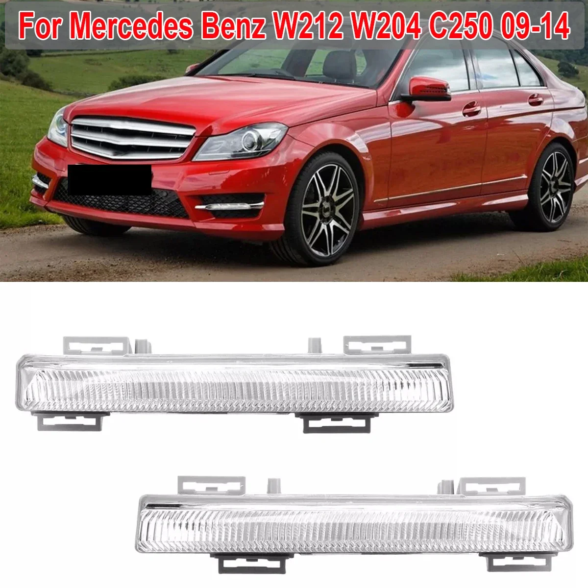 DRL For Mercedes Benz C250 C280 C350 E350 W212 W204 2009-2014 LED Running Daytime Light 2049068900 2049069000 Car Styling