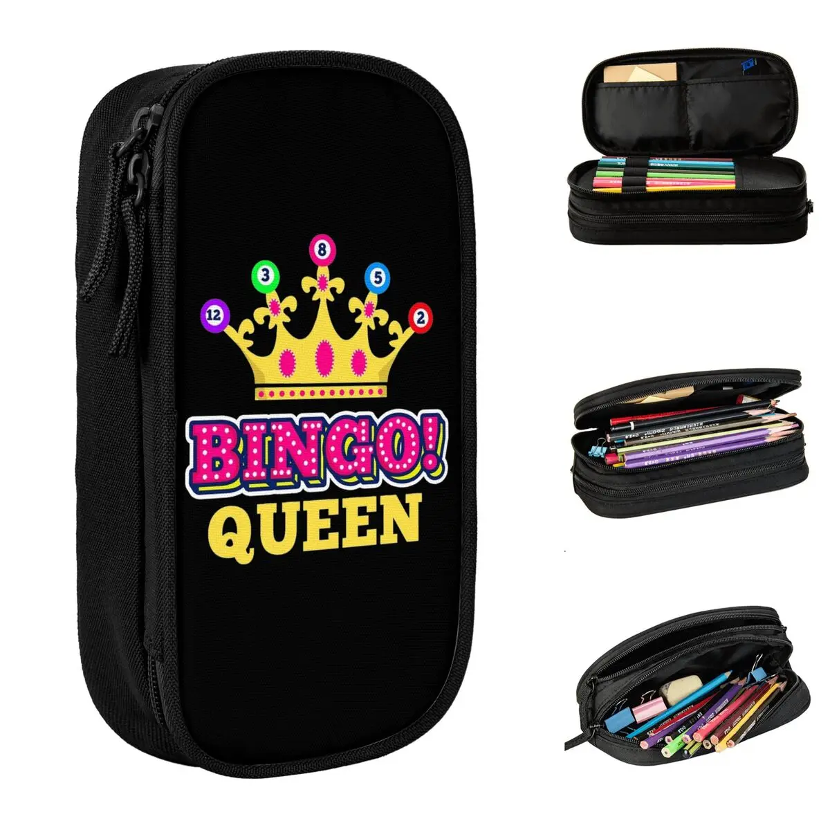 bingo queen bingo player pencil case pen box para estudante bolsa de grande capacidade material escolar papelaria presente 01