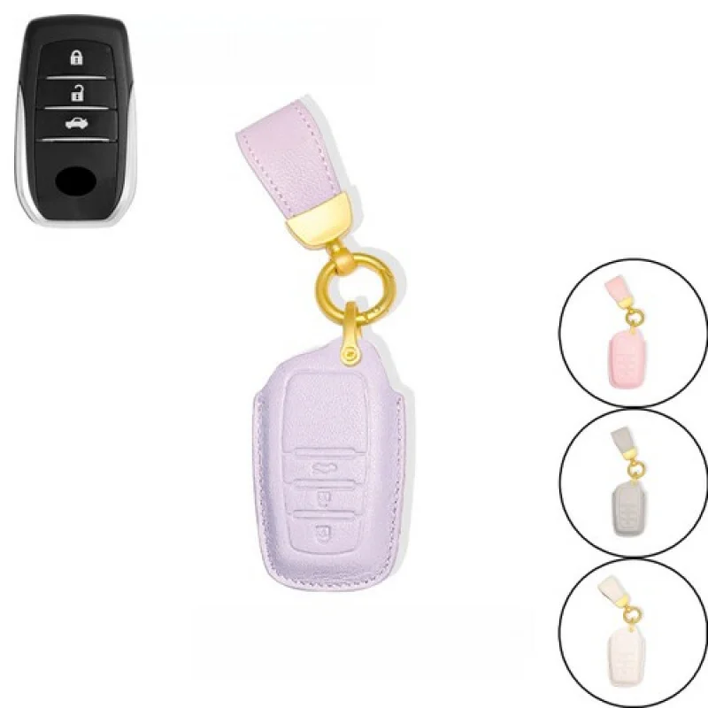 

A+ Genuine Leather Car Key Fob Case Cover For Toyota Highlander Innova Camry RAV4