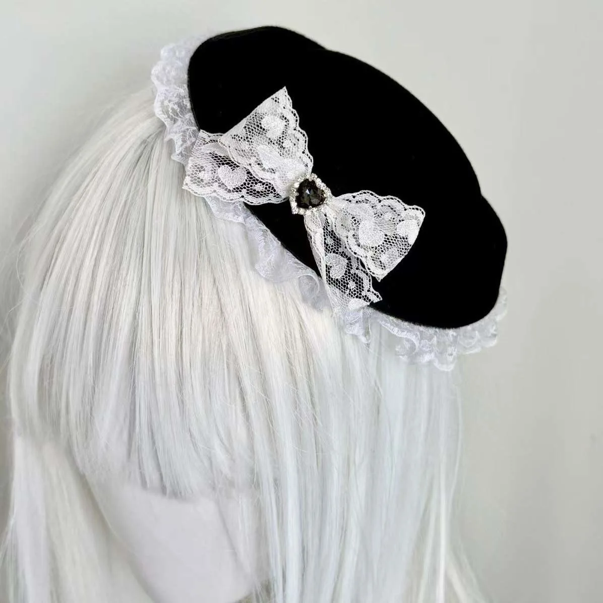 Nieuwe elegante kanten mini hoge hoed haarspeld Lolita kanten strik zoete subcultuur haaraccessoire