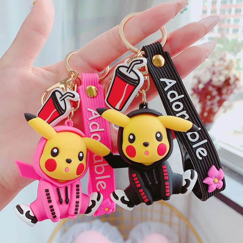 Pokemon Keychain Pikachu Anime Action Figure Toy Kawaii Cartoon Fashion Charmander Psyduck Doll Keyring Car Bag Pendant Kid Gift