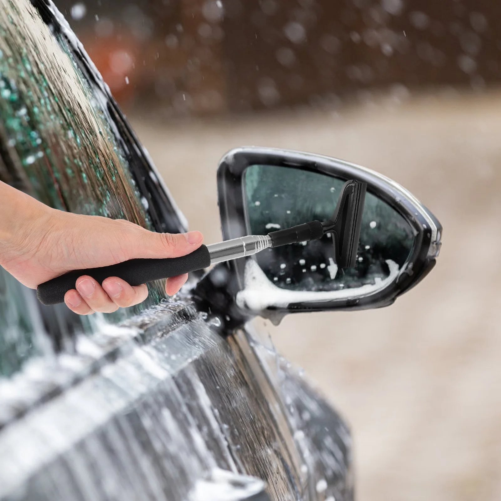 

Extendable Car Rearview Mirror Wiper Telescopic Side Mirror Squeegee Fog Rain Cleaner Portable Auto Squeegee Tool