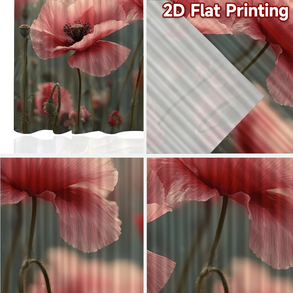 2D FLAT PRINTING 2pcs Curtains (Without Rod) Spring Flowers and Butterflies Chic Light Filtering Curtains Versatile Polyester