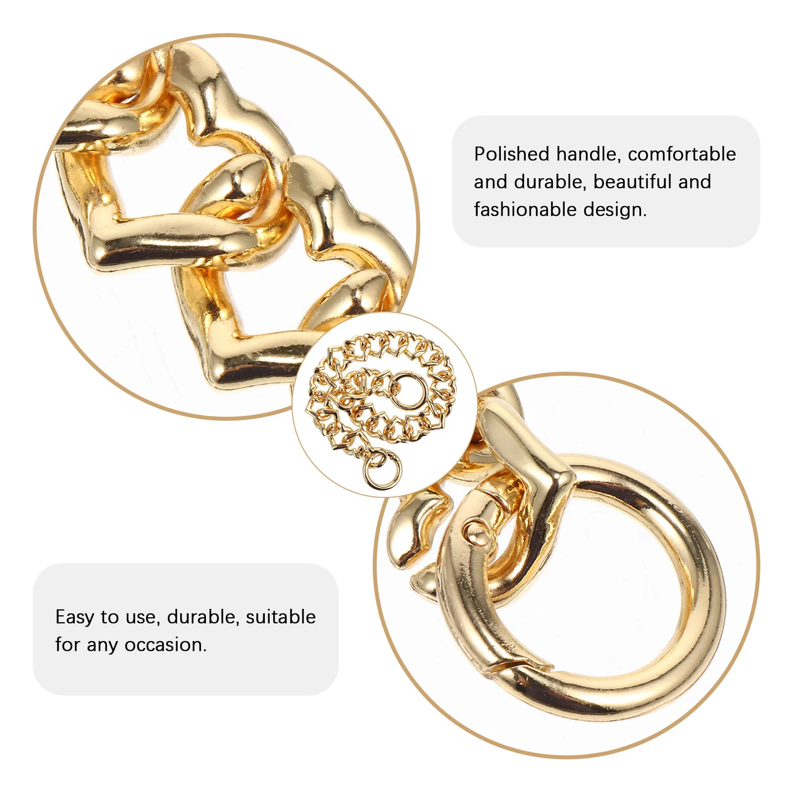 Heart Design Handbag Chain for Women – Premium Zinc Alloy Polished Sling Strap for Clutch, Shoulder & Purse Bags - view 3