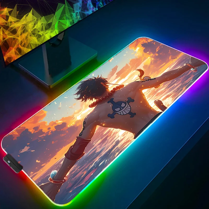 Rgb led mouse pad portátil uma peça portgas · d · ace teclado antiderrapante anime tablet almofada acessórios para pc mousepad tapete de mesa de jogos