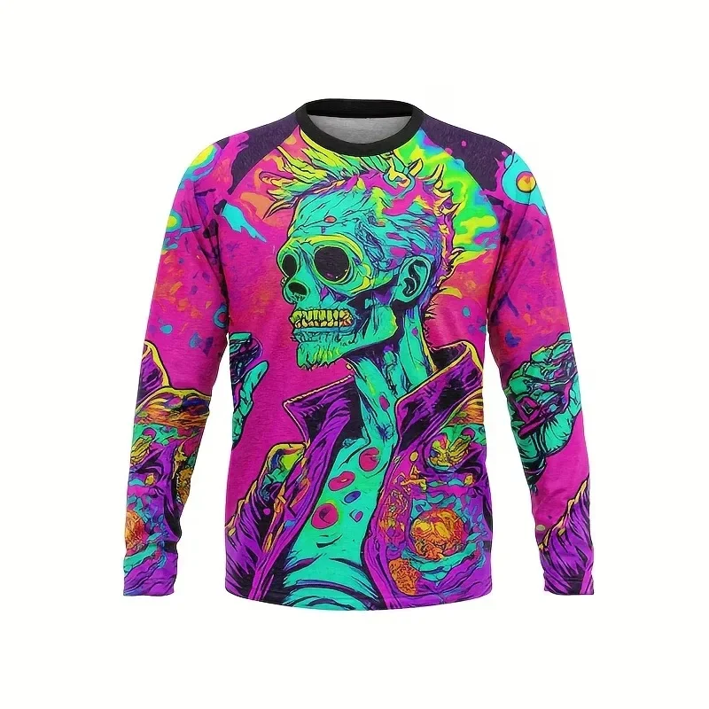 Men Motorcycle Racing 3D Print Long Sleeve Shirt Breathable Fast Drying Downhill Riding Unisex Outdoor Casual Tops