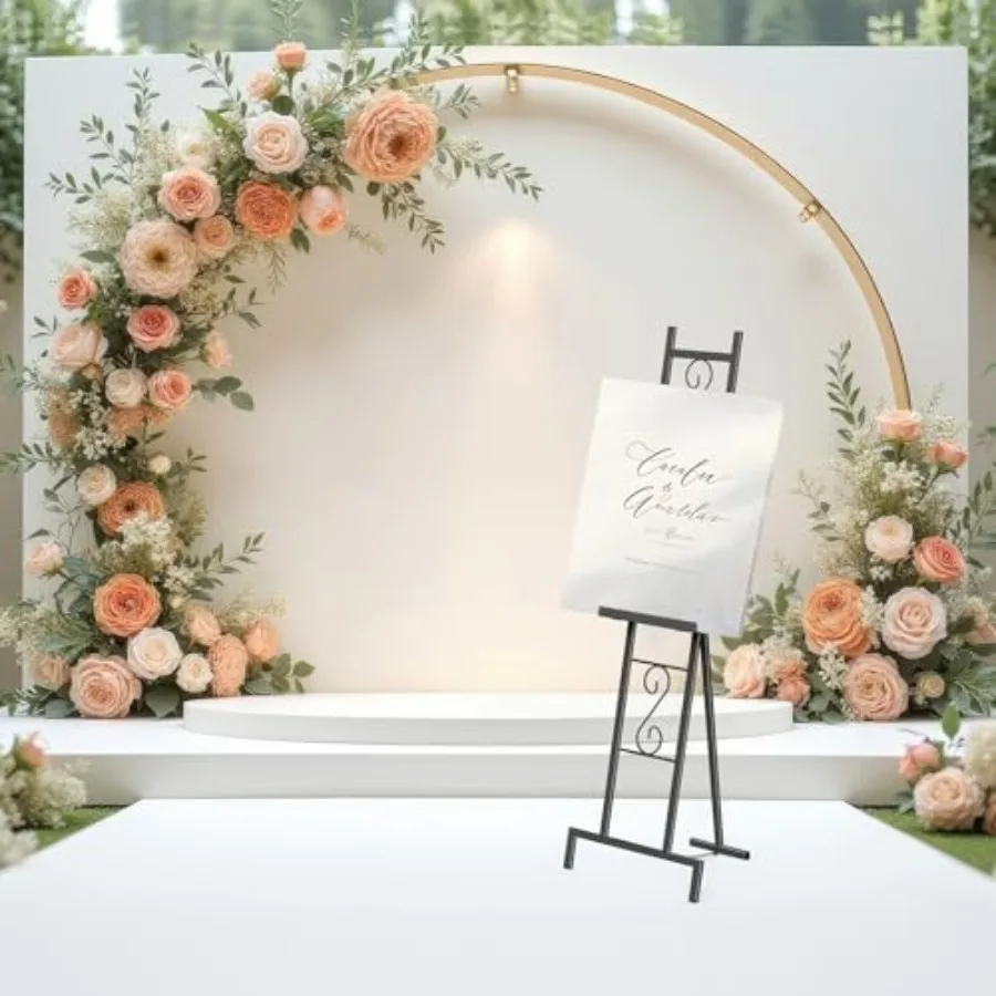 2 Pack Large Adjustable Easel Stand for Wedding Welcome Sign Mirror Holder with Chain Support 17 x 17 x 58 Free Standing Painti view 3