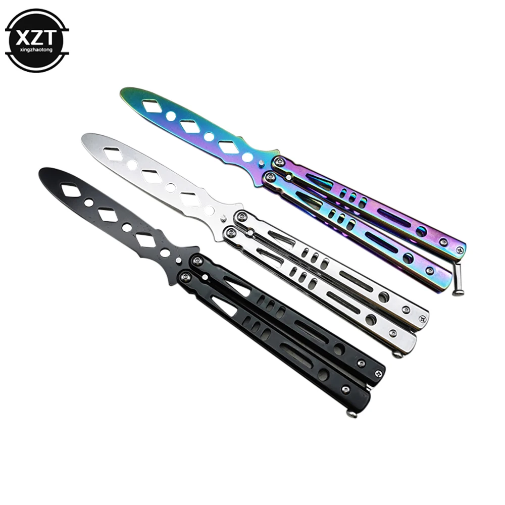 NEW Portable Folding Butterfly Knife CSGO Balisong Trainer Stainless Steel Pocket Practice Knife Training Tool for Outdoor Games