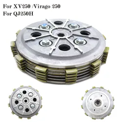 Motorcycle Engine Clutch Disc Plate Assembly For Yamaha XV250 Virago 250cc QJ250H XV 125 QJ 250H Friction Plates Kit Steel Plate