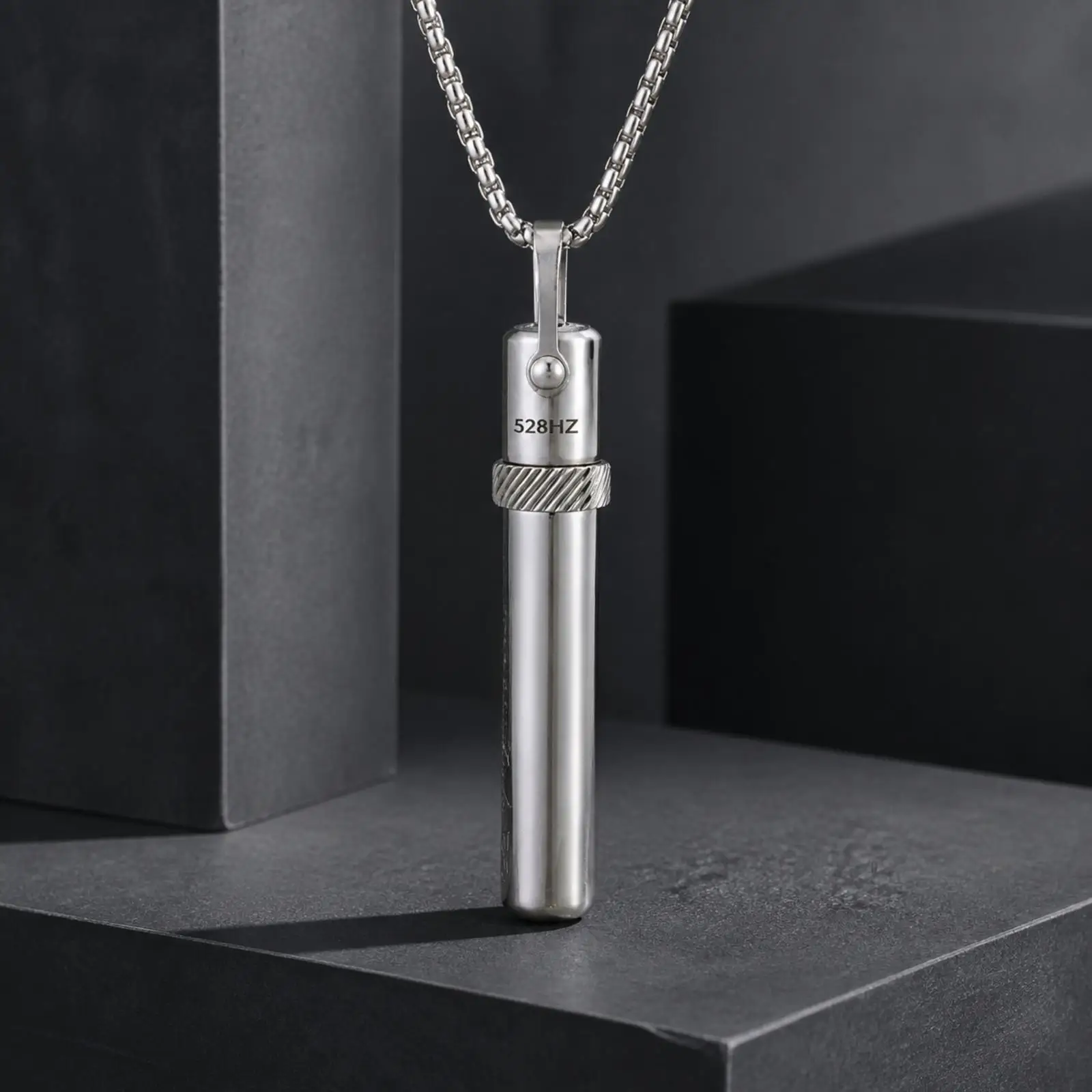 528hz Sound Meditation Necklace Stainless Steel Whistle Pendant Mindfulness Breathing Exercise Jewelry for Daily Wear Adjustable