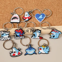 10Pcs Cartoon Ocean Shark tema portachiavi zaino ciondolo per bambini festa di compleanno bomboniere Baby Shower regalo torna a scuola premi