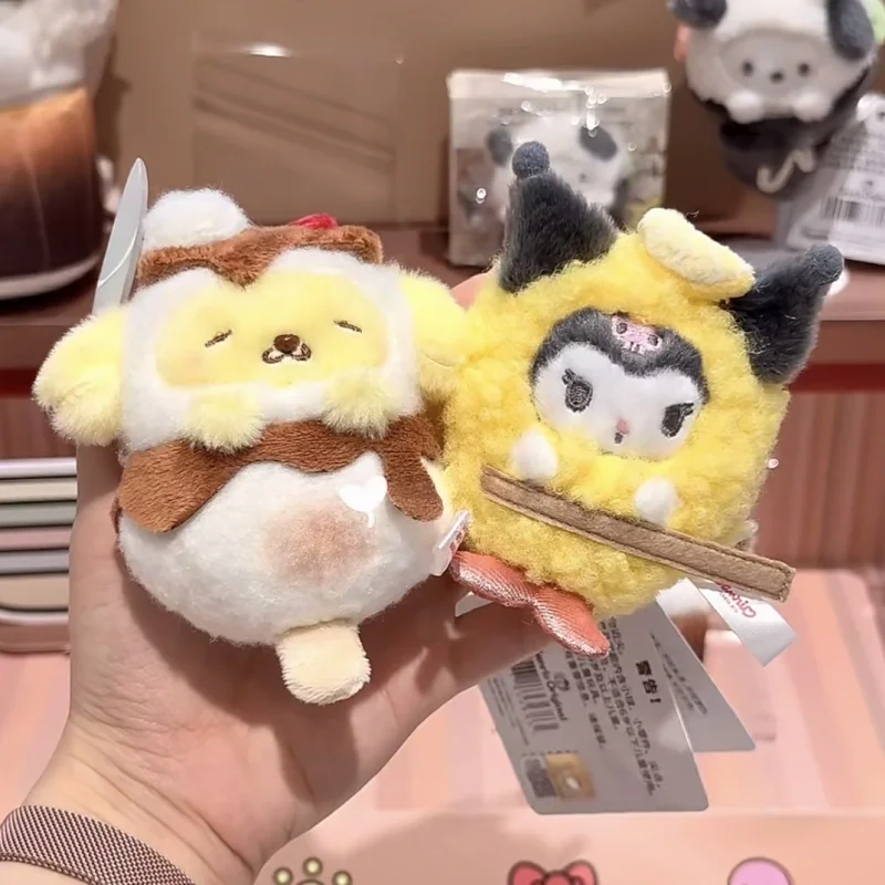 

Sanrio Plush Pendant Late Night Food Series Hello Kitty My Melody Kuromi Cinnamoroll Pochacco Soft Stuffed Bag Decor Charm
