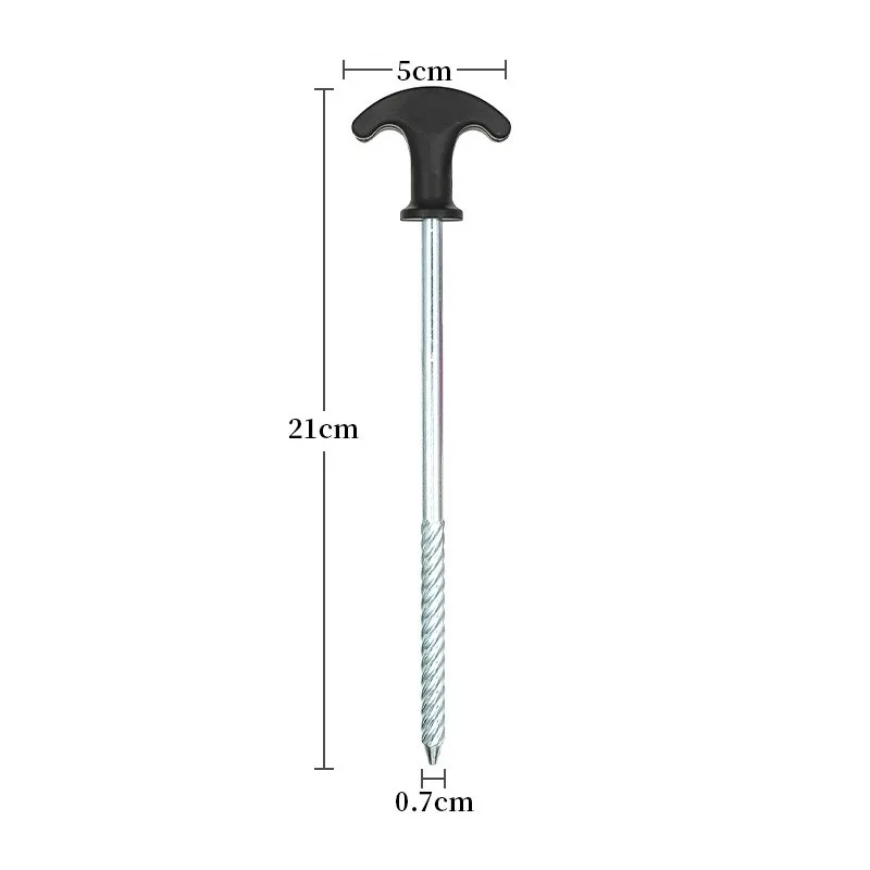 6pcs Tent Stakes T-Handle Screw-in Ground Pegs For Canopy Awning Tarp Corkscrew Twist Anchors For Camping Outdoor