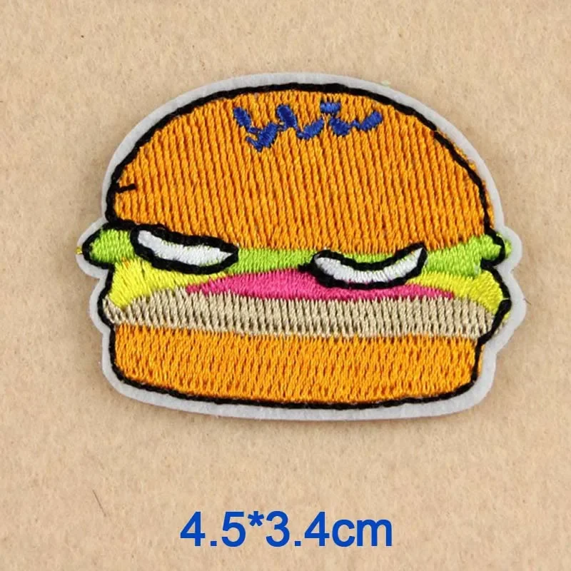 Loverly Donut Hamberger Milk Heart Embroidery Clothes Patch For Clothing Iron On Patch Punk Girl Woman Motif Applique Accessory