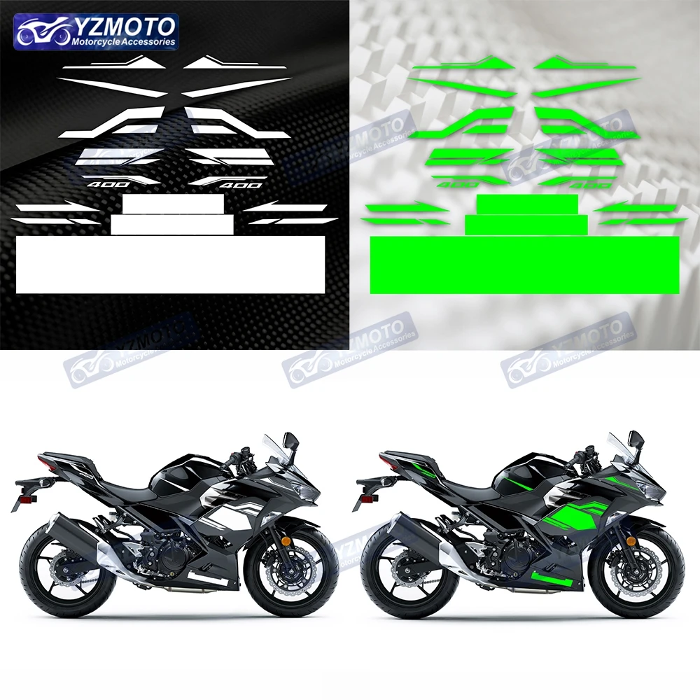 

For NINJA400 Ninja 400 2018 2019 2020 2022 ZX-4R ER400 Motorcycle Full Set Sticker Fairing Reflective Body Decal Stickers Kit