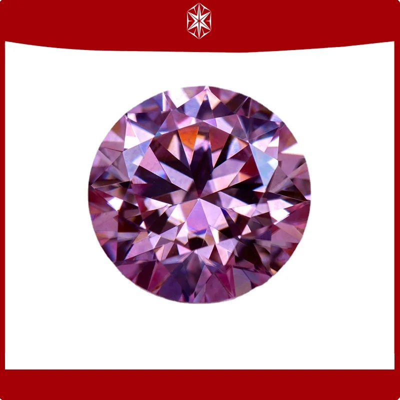 

Moissanite Stone Round Cut Sakura Pink Colour Lab Created Synthetic Gemstone Passed Diamond Tester Comes with GRA Certificate