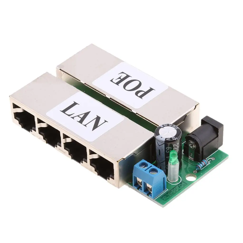 4 Ports POE Power Switch Passive Supply Module Combiner Splitter for Ethernet