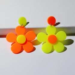 FishSheep Korean Cute Acrylic Flowers Drop Earrings for Women Geometric Dangle Earring 2023 Fashion Trending Jewelry Gifts