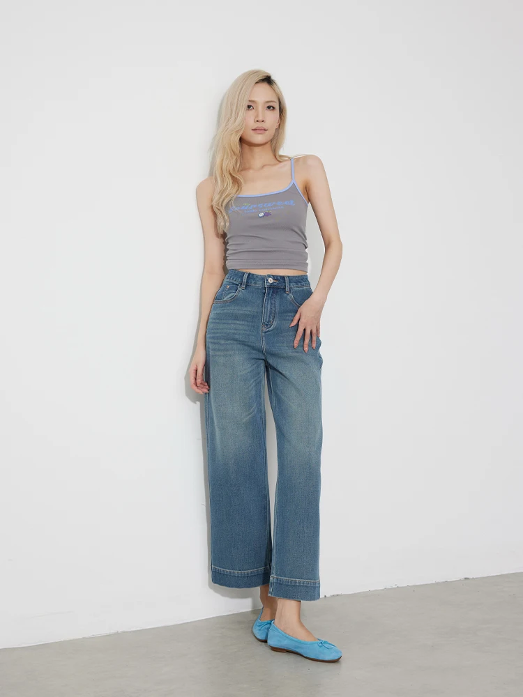 

Джинсы RUGOSAM с высокой талией, прямые, новая весенняя коллекция, свободный крой, повседневные, джинсовые, длина до щиколотки, RB067, женские, премиум-класса