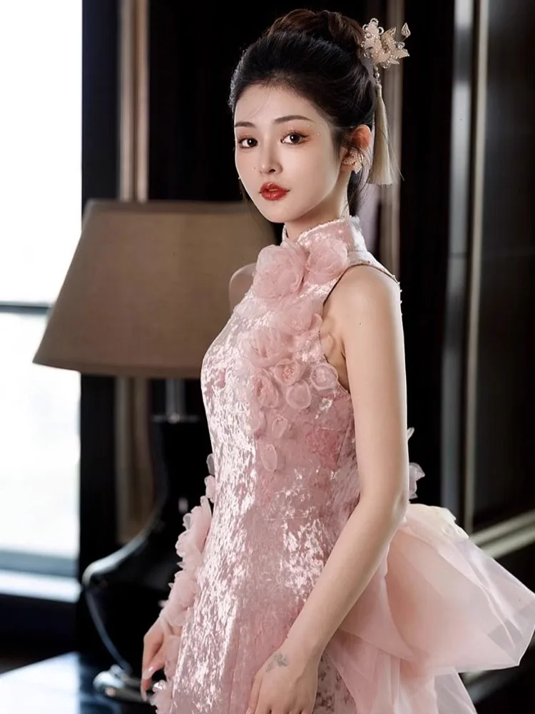 

Ele Pink Dr New Chinese Sle Wedding Gown for Bridal Tea Ceremony High Waist Long Skirt Luxury Robe