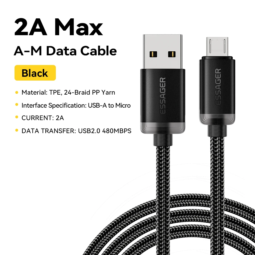 Essager Micro USB Kabel Schnelle Lade Datenkabel Für Xiaomi Realme Huawei OPPO Samsung Handy Ladegerät Kabel USB Micro Draht