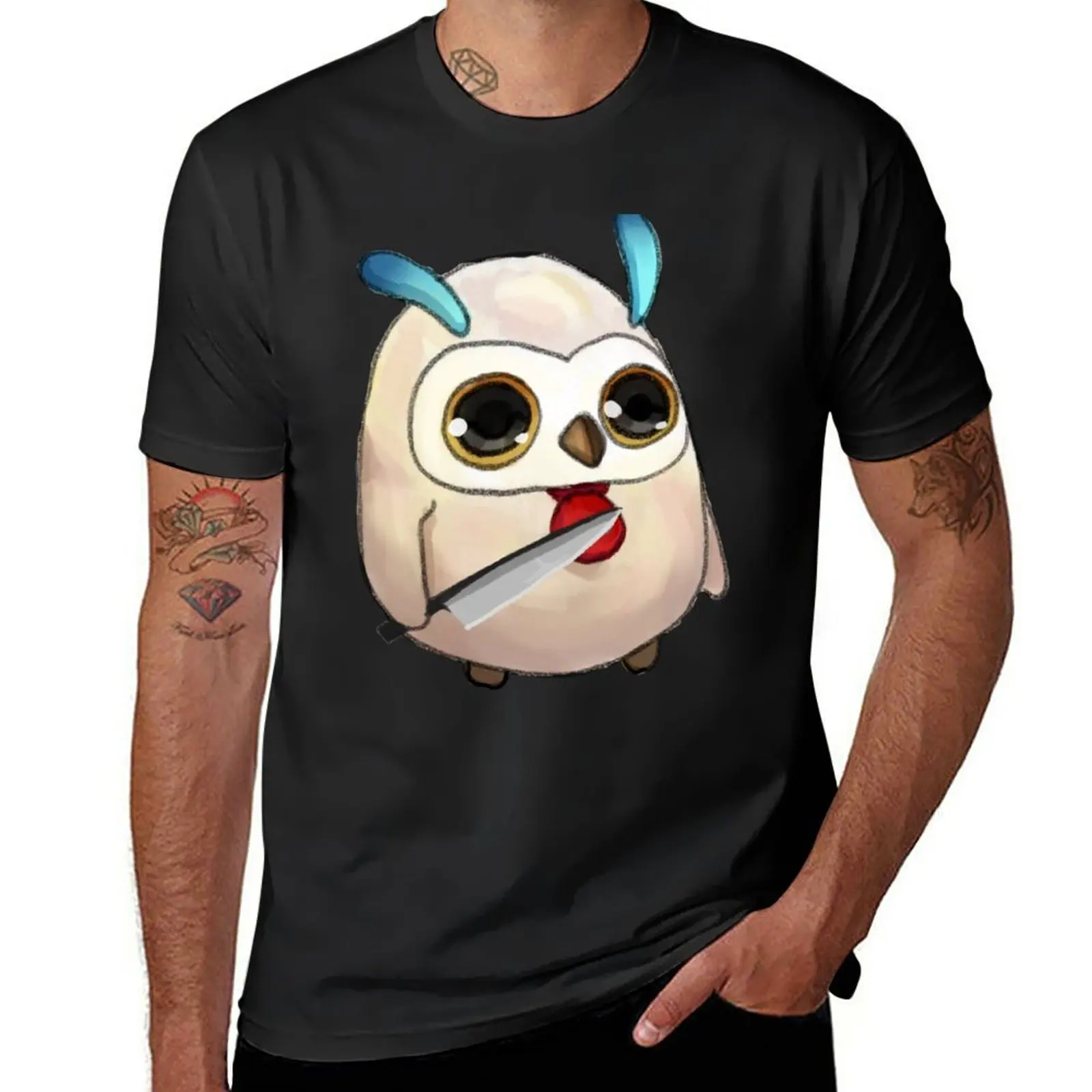 New Hootle Doodle with a knife T-Shirt custom t shirts design your own Tee shirt heavy weight t shirts for men
