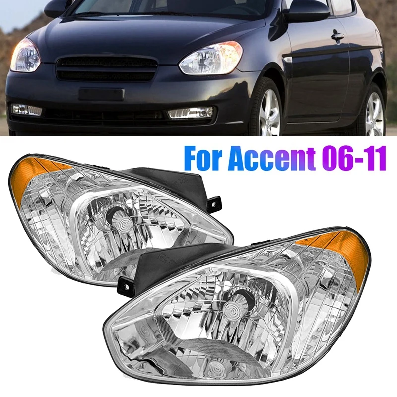 Headlights Lamps Assembly For 2006-2011 Hyundai Accent