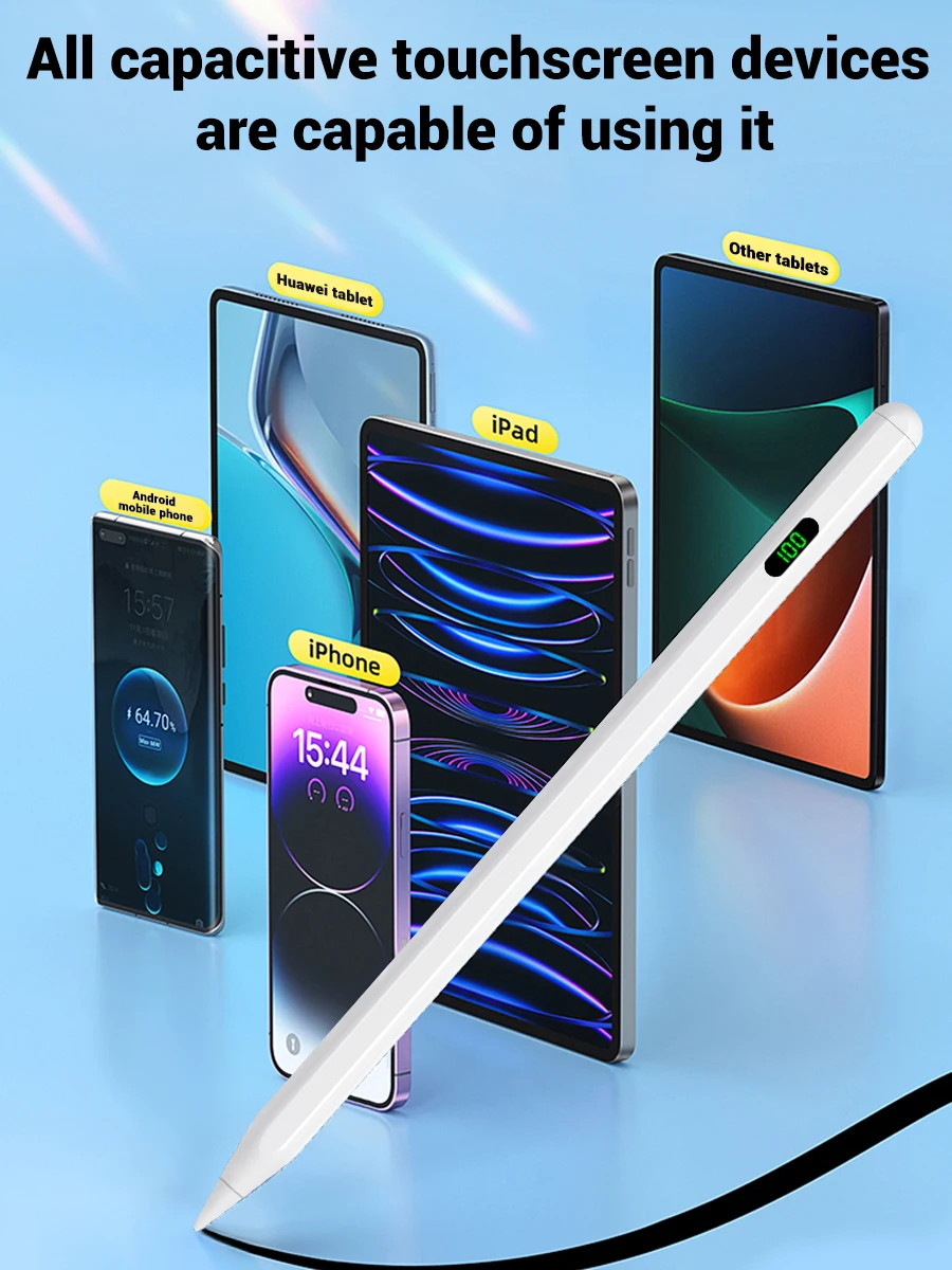 Penna stilo universale con display digitale a LED per Android IOS Windows Touch Pen per Samsung Huawei Phone Xiaomi Tablet Pen