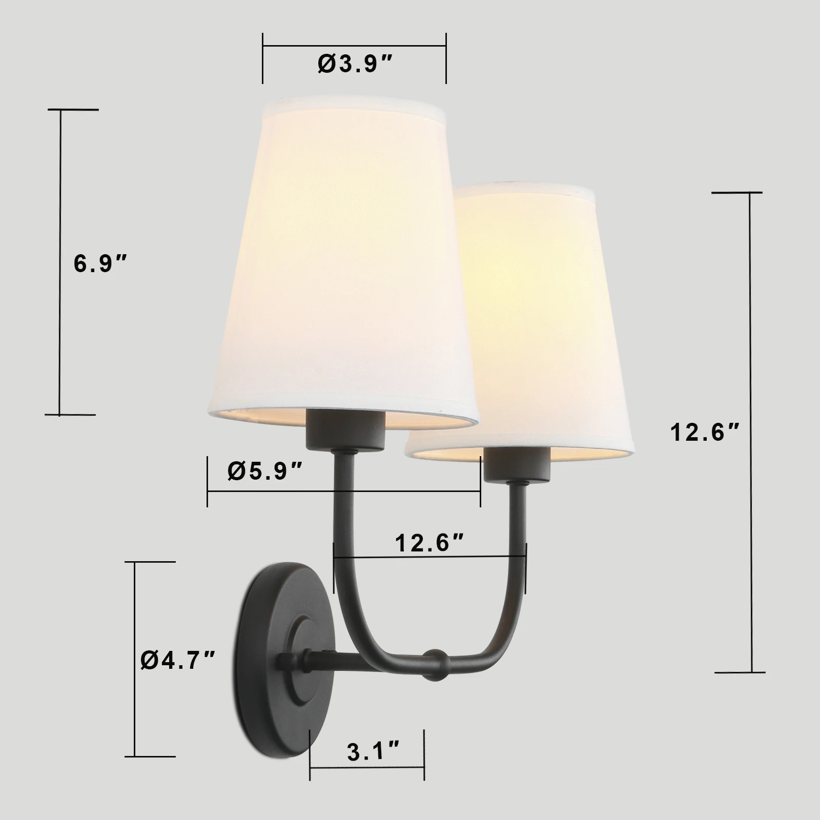 Permo Vintage Dubbele Blaker Antieke 2-Verlichting Met Uitlopende Trechter Linnen Beige Stof Schaduw