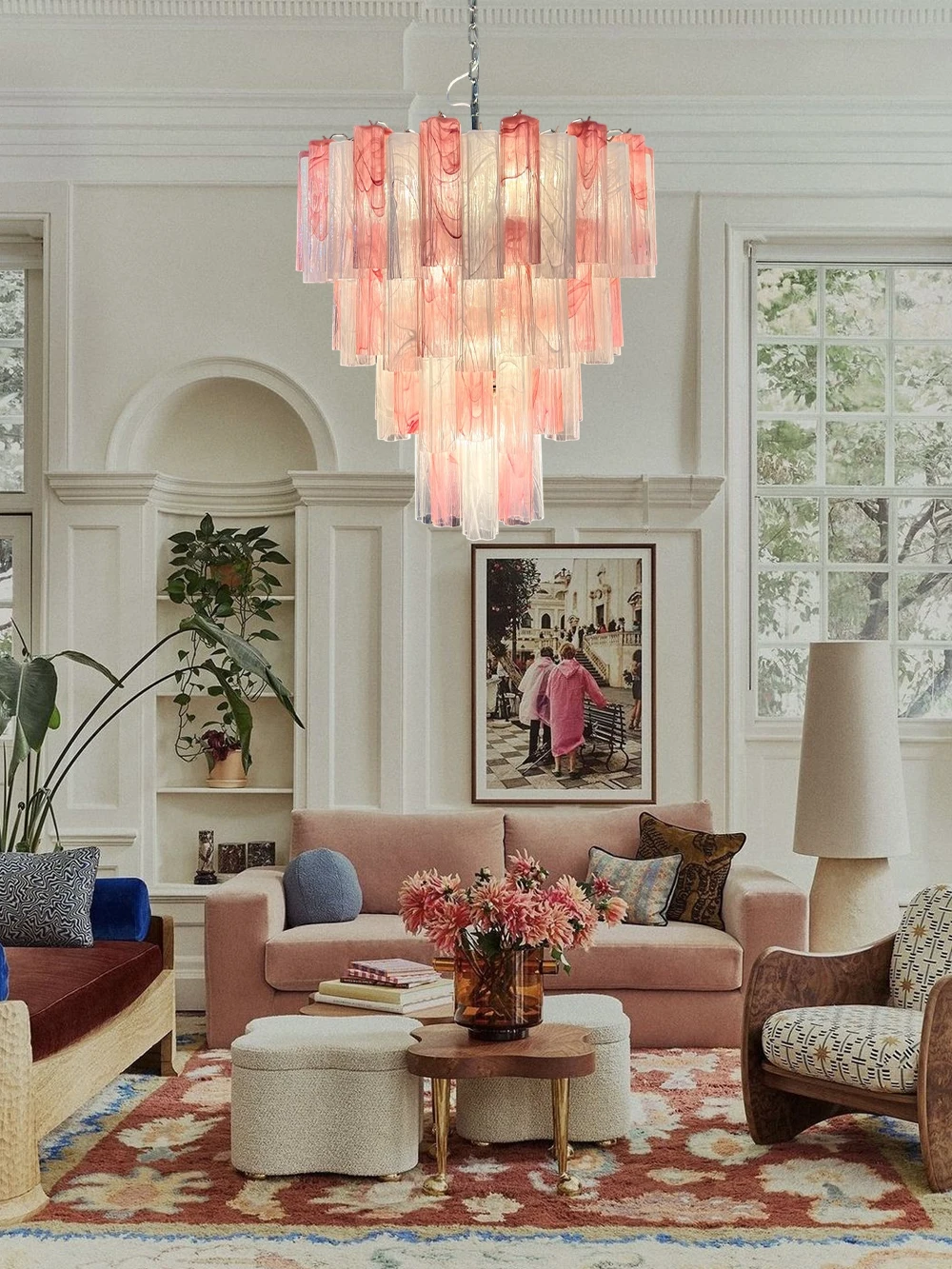 Pink Dream French Design Glass Art Dimming 2026 Chandelier Lighting Suspension Luminaire Lampen Hanging Light For Living Room