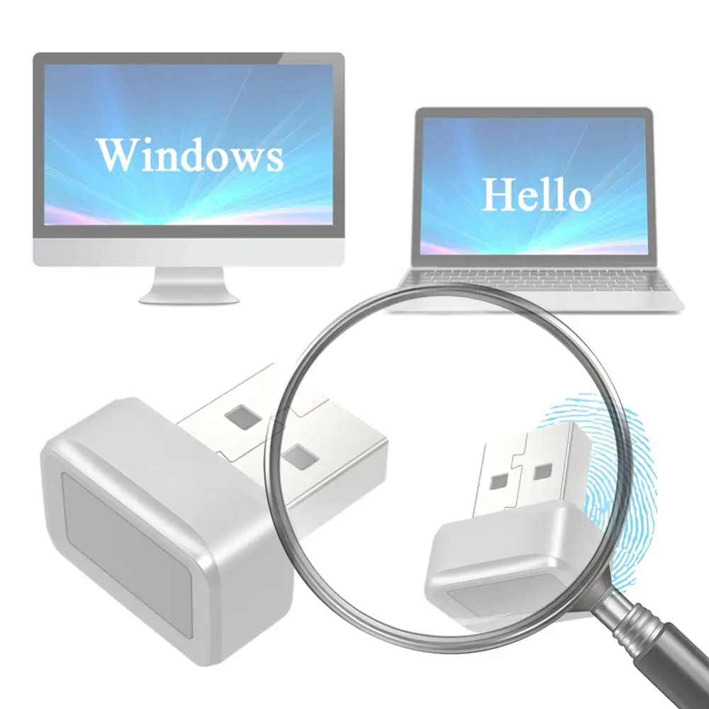 

USB-ключ-сканер отпечатков пальцев FIDO U2F, биометрический сканер отпечатков пальцев, Windows Hello, защита от подделок, портативный ключ безопасности 360 ° Сенсорный