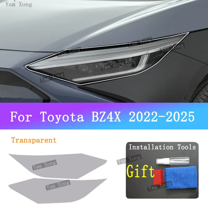 

For Toyota bZ4X 2022-2025 Front Black Tint Auto Headlight Protective Film TPU Anti-Scratch Armored Wrap Cover for Vehicle