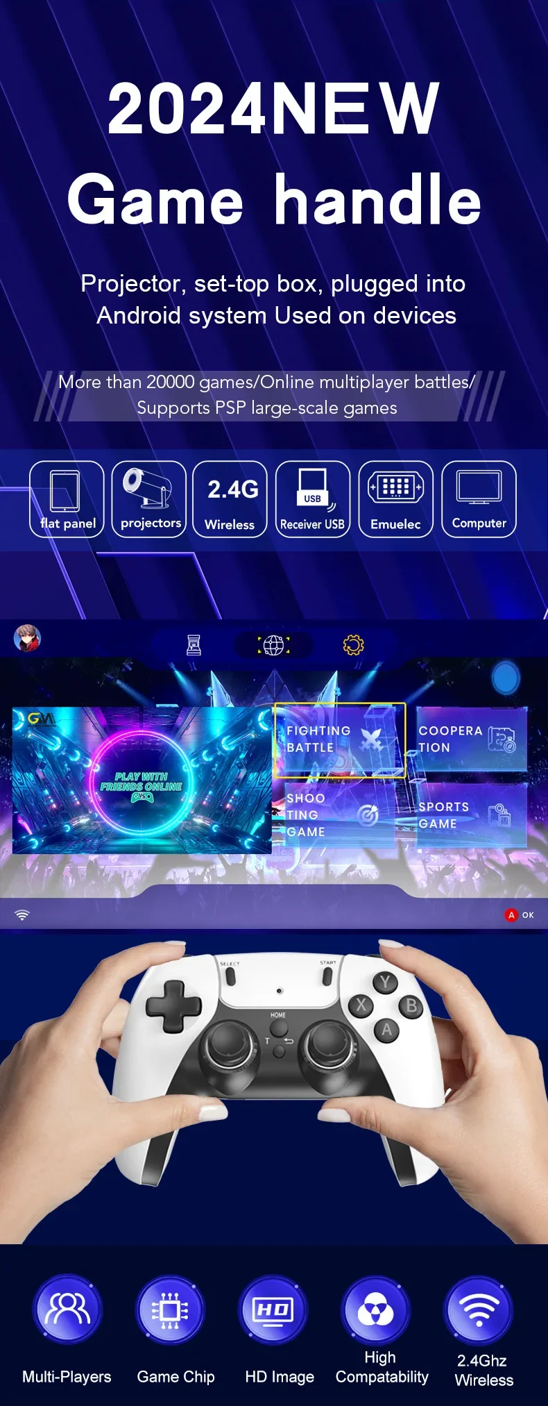 HY00 HY01 Retro video game consoles Portable Intelligent 4K 1080P Projector Remote Control Mini Android Home For N64 Game Box