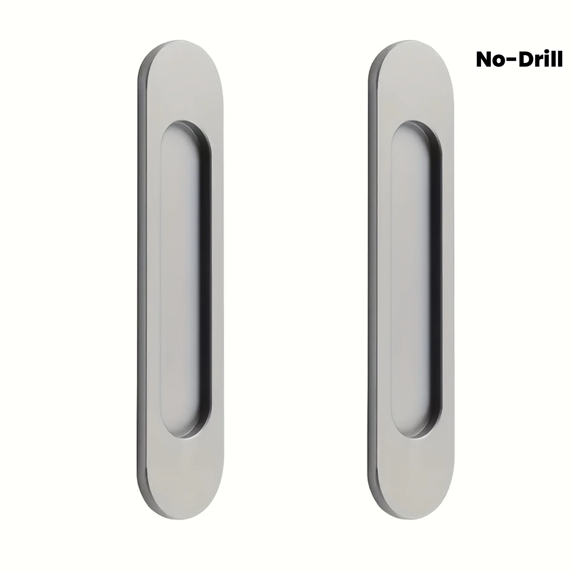 2 Stück selbstklebende ovale Türgriffe aus mattierter Aluminiumlegierung, bündige Griffe ohne Bohren für Schiebetüren, Schränke, runde Knopfform