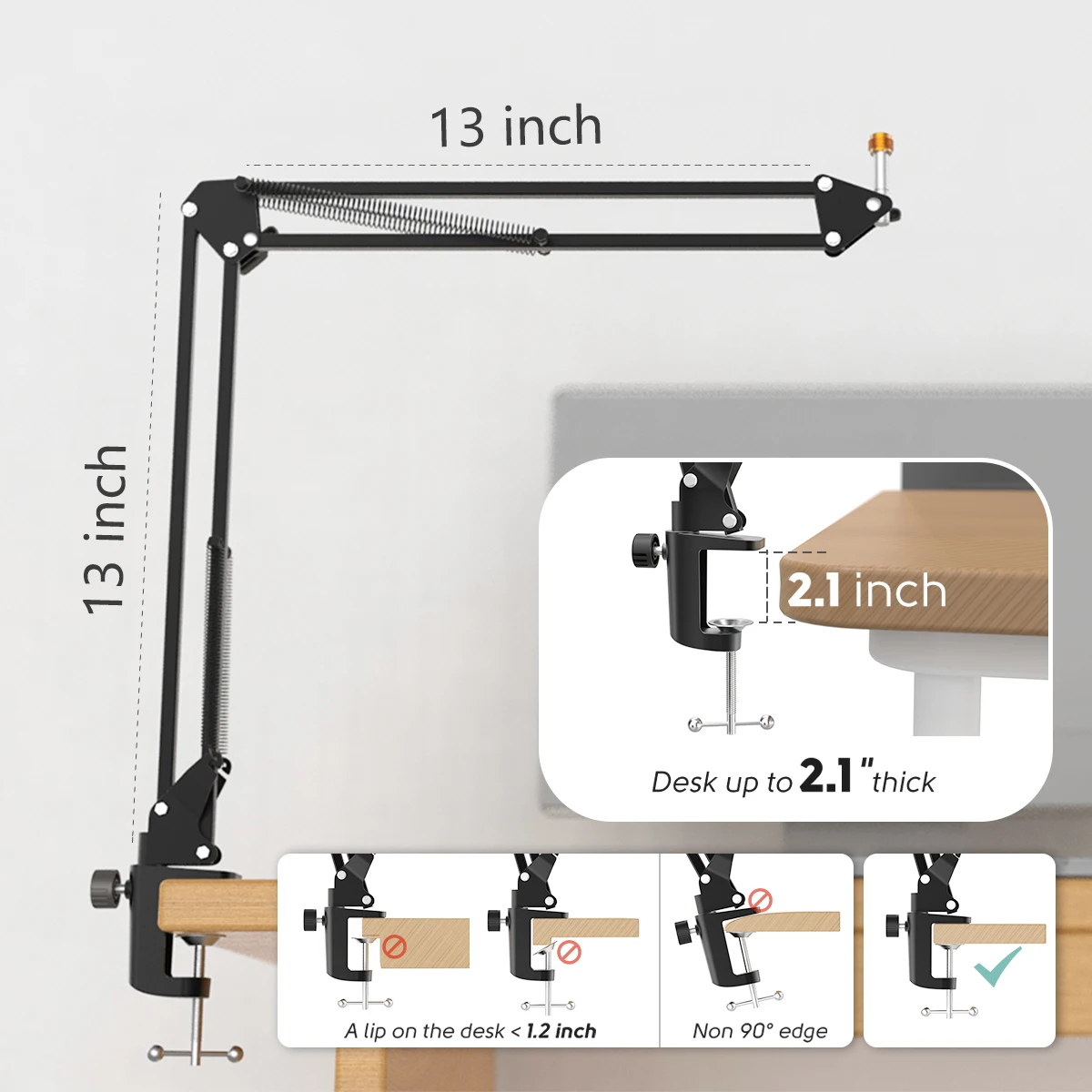 FIFINE Microphone Arm Boom,Adjustable Suspension Boom with Heavy Duty Clamp,Scissor Mic Stand for Recording,Gaming,K688 K658-CS1