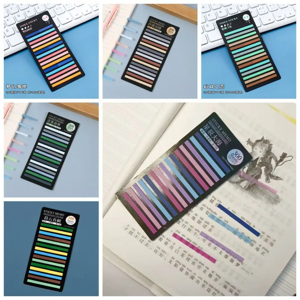 

Paper Sticker Notes 300 Sheets Rainbow Index Memo Pad PET Stationery Sticky Notepads Kawaii Label Bookmark Student