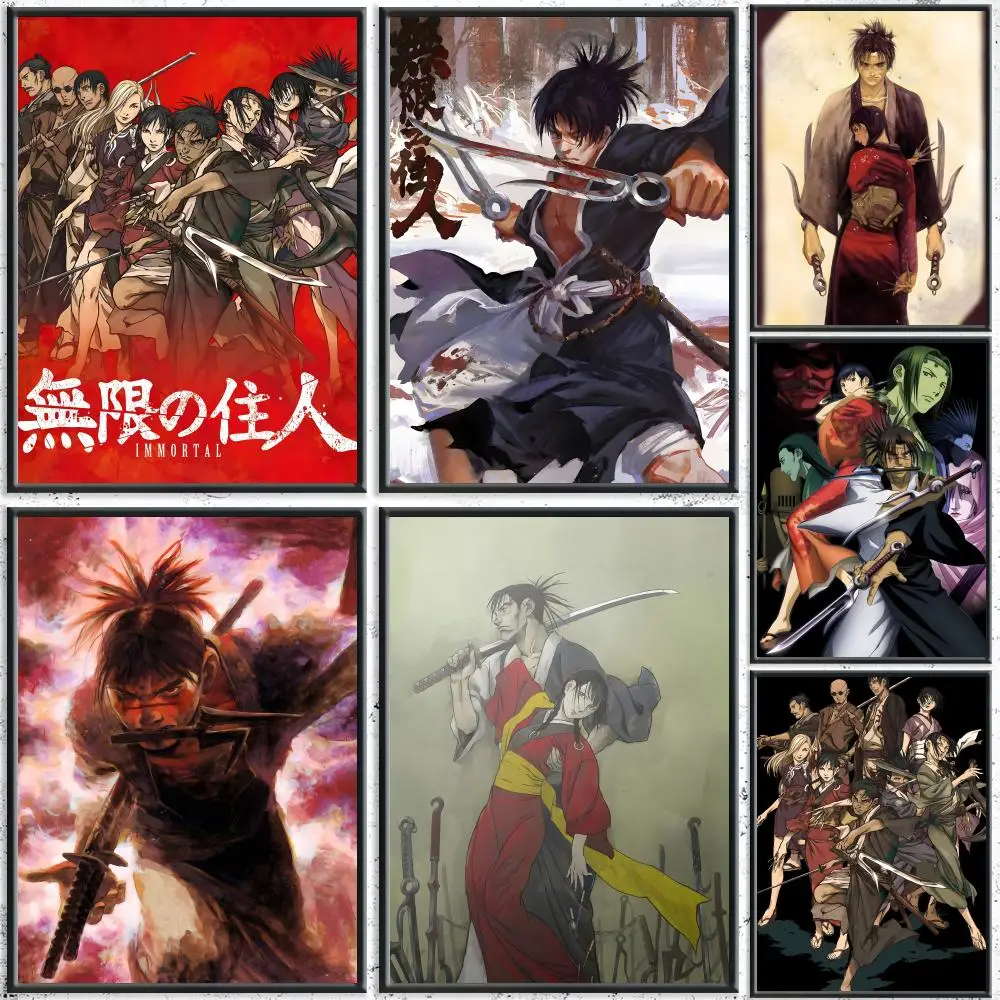 Klassisches Anime-Poster „Blade of the Immortal“, HD, wasserfest, selbstklebende Wandkunst – für mehrere Szenarien geeignet, Top-Geschenkidee